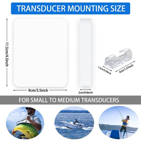 Easy Screwless Transducer Mounting Plate Kit For Boats No Hull Drilling Freely Mount Small To Medium Transducers 4.5 By 3.5 Inch 0.75 Inch Thick White Marine Mount For Quick Install Hull Safe Durable Removable, white plate size chart