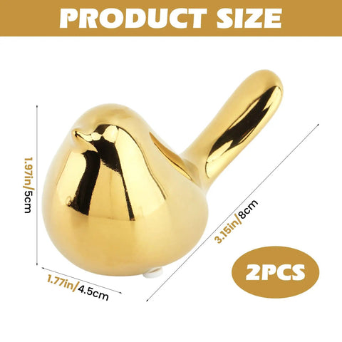 Two Piece Gold Ceramic Bird Toilet Bolt Covers Snazz Up Your Bathroom By Hiding Ugly Base Bolts With Cute Screw Caps 2.36" size