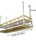 Ceiling Mounted Wine Glass And Bottle Rack With Plant Holder For Bar And Kitchen, 100 Kg Capacity, metal construction, side view