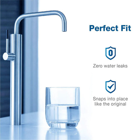 Under Sink Water Filter Replacement For Filtrete 3US-PF01 And 3US-MAX-F01 with faucet and glass of water