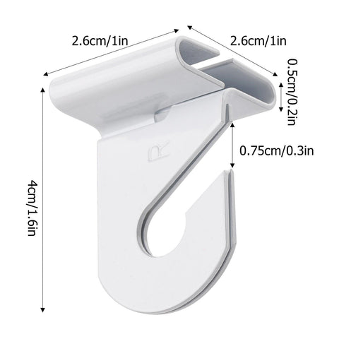 Drop Ceiling Hooks 20 Pairs For Hanging And Suspended Ceilings Tile Clips And Grid Hangers For Classroom Office Home Decor Weddings Heavy Duty Aluminum Rust Resistant Easy Slide Together No Drill No Punch Holes, detailed dimensions labeled