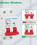 DC Miniature Circuit Breaker DZ47-63Z 500V 2 Pole 32A For Battery Banks And Solar PV Systems with red toggle switch