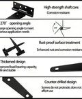 Heavy Duty Wood Fence Gate Hardware Kit With 2 T Strap Hinges, Sliding Gate Latch, 2 Gate Handles, Black Finish, Built To Last, Rust Resistant And Weatherproof, 16 Inch Outdoor Gate Set For Yard Barn Shed, black steel hinges