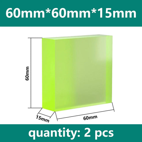 Badass Polyurethane Square Block Set 2 Pieces 15mm Thick Urethane Buffer showing 60x60mm dimensions in bright green