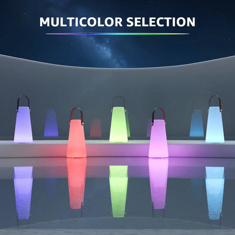 Two Pack Rechargeable Outdoor Lanterns With IP44 Waterproof Cordless Portable Hanging And Table Lamps in multicolor display