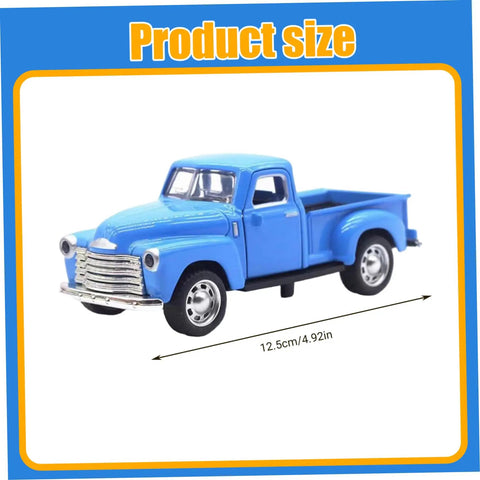 Little Blue Truck Pull Back Toy Car With Opening Door, Vintage Alloy Mini Pickup, size 12.5cm, for Desk Cabinet Bookshelf Display