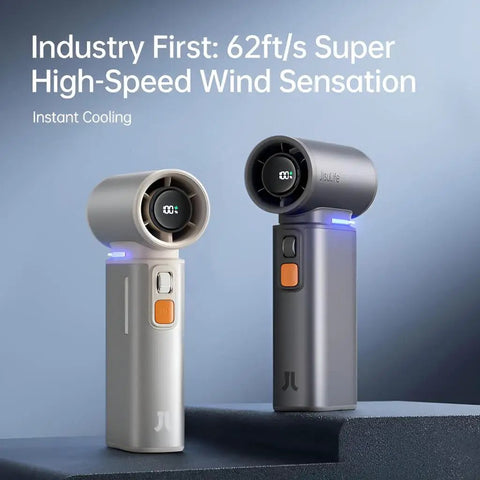 Portable Handheld Turbo Fan With 100 Speeds And 9000mAh USB Rechargeable Battery, LED Display, Metal Shell, Super Handy Grey