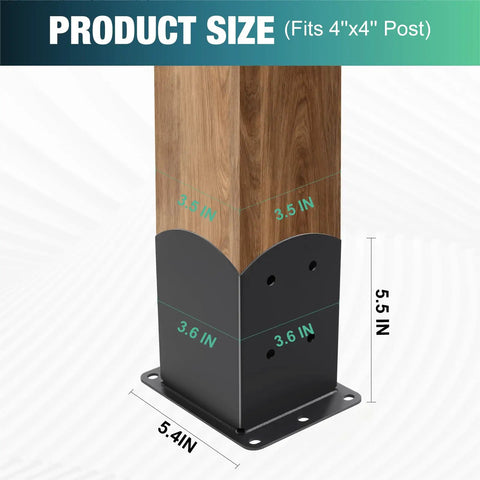 Two Pack 4x4 Post Base Brackets For Outdoor Wood Decks And Fences Heavy Duty Powder Coated Steel Anchor Bases With Inner Size 3.6x3.6 Inches Pergola Railing Pavilion Mailbox Support Weatherproof And Rust Resistant