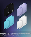 QcK Medium Gaming Mouse Pad With Non Slip Silicone Rubber Base For Peak Tracking And Pro Grade Game Ready Sensor Performance 320 By 270 mm For FPS MOBAs RTS MMO in four colors: black, purple, blue, white.