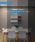 Demonstration of dimming feature for 6-Inch Dimmable LED Flush Mount Disc Lights With 1000 Lumens Dope Brightness, 5000K Daylight, 16.5W, Surface Mount Ceiling Lighting With Junction Box Or Recessed Can, Energy Star And ETL Listed, 24 Pack in a modern dining room setting