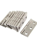 10 Pack Stainless Steel Cabinet Door Hinges With Soft Close Dampers, stack of silver hardware on white background