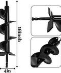 Upgraded 4x16 Garden Auger Drill Bit For Planting With Double Thickened Blades, Spiral Post Hole Digger, hex drive