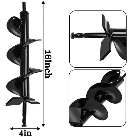 Upgraded 4x16 Garden Auger Drill Bit For Planting With Double Thickened Blades, Spiral Post Hole Digger, hex drive