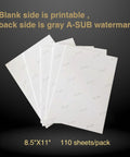 Sublimation Paper 8.5x11 Inch 110 Sheets For Sublimation Printers And Inks Fast Dry With 98 Percent Transfer Rate White Or Light Poly Compatible Plus Cotton Content Under 30 Percent Best For Ceramic Tiles Phone Cases Mugs Tumblers And Plates showing watermark