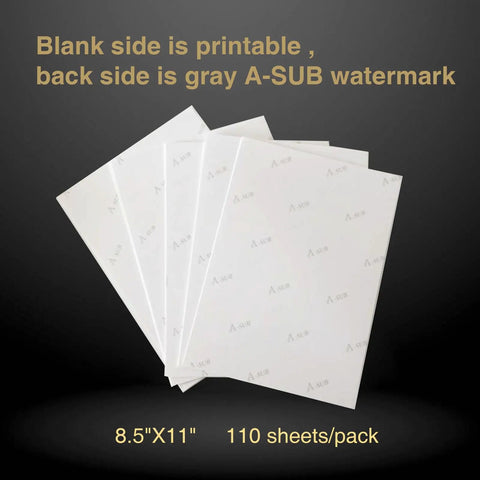 Sublimation Paper 8.5x11 Inch 110 Sheets For Sublimation Printers And Inks Fast Dry With 98 Percent Transfer Rate White Or Light Poly Compatible Plus Cotton Content Under 30 Percent Best For Ceramic Tiles Phone Cases Mugs Tumblers And Plates showing watermark