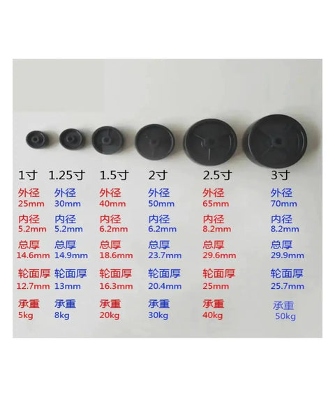 Comparison chart of Ten Pack 2 Inch Black PP Stem Casters With Single Wheel For Furniture Upgrade Durable Inner Hole Mount 6mm.
