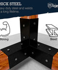 Modular Pergola Kit With Easy DIY Hardware And Elevated Wood Stand No Brainer Setup Powder Coated Steel Brackets In Silver Gray corner detail