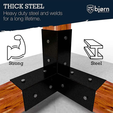 Modular Pergola Kit With Easy DIY Hardware And Elevated Wood Stand No Brainer Setup Powder Coated Steel Brackets In Silver Gray corner detail