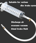 All In One Brake Bleed Kit For Hydraulic Disc Clutches And Car Brakes With 100ml Syringe and hose on dark background.
