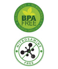 BPA free and nitrosamine free logos on Samsung HAF-CU1 Compatible Refrigerator Water Filter 3 Pack packaging