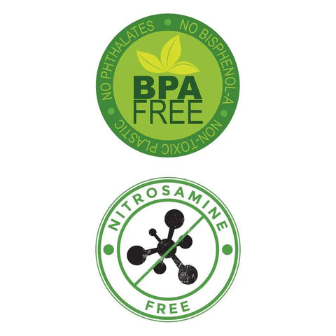 BPA free and nitrosamine free logos on Samsung HAF-CU1 Compatible Refrigerator Water Filter 3 Pack packaging