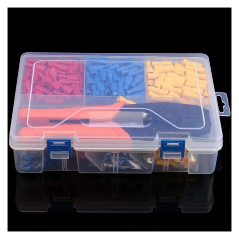 Awesome 900 Pc Insulated Spade Wire Terminals Butts With Crimping Tool For 22 To 10 Awg Electrical Wiring Repair Kit in storage case