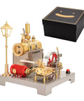 Steam Engine Kit With Boiler, Generator And Street Lamp, Reversible Horizontal Stationary Engine Model with packaging box.