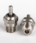 Stainless Steel Thermal Glow Plug Replacement Set for HSP N3 15 to 28 Nitro Engines, close-up of two plugs showing hex and inner coil.