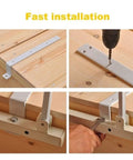 Portable Folding Bed Rail With Red Wood Grain Handle being installed on wooden bed, showing fast and easy setup process.
