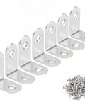 Durable 304 Stainless Steel Corner Brackets Set With 24 Pieces And 96 Screws For Cabinets And DIY Woodworking Projects L Shaped Right Angle
