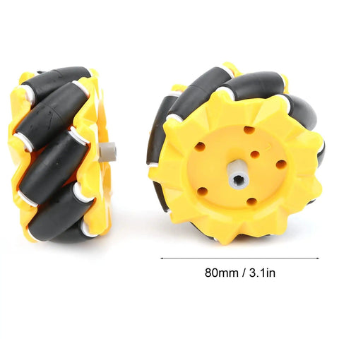 Omnidirectional Mecanum Wheel Set For Geared Motors 80mm Left And Right Robot Car Wheels With Rubber Coating