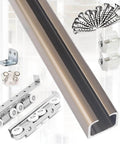 Beefy Aluminum Sliding Door Track Kit For Closet And Gate Doors, Multiple Lengths From 2 Ft To 30 Ft, Includes Rollers, Brown Finish