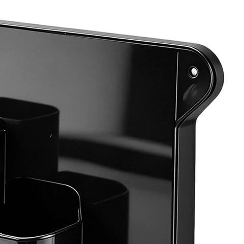 Close-up of black aluminum Heavy Duty Wall Mount Zip Tie Organizer Rack With Four Pocket Cable Holder