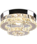 Mini Crystal Chandelier Ceiling Light Two Layer Ring Design Flush Mount Modern Lighting for Hallway Staircase Kitchen Bathroom