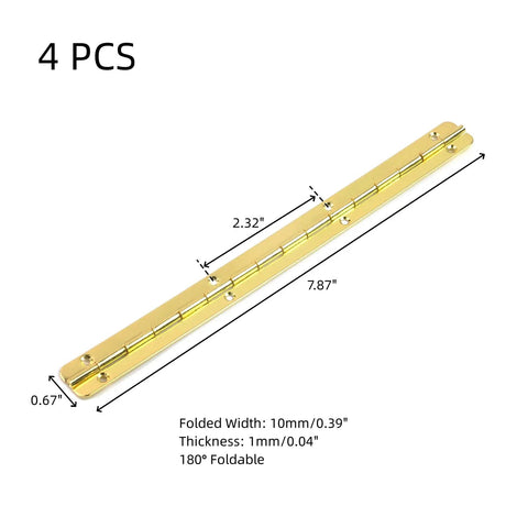 Premium Grade Real Deal Heavy Duty Gold Iron Piano Hinge 7.87 Inches dimensions with 2.32 inch width and 4 pack.