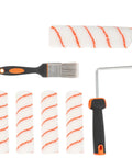 Pro Level Heavy Duty Paint Roller Brush Set With Comfortable Tpr Rubber Grip And Sturdy Steel Tray Frame features rollers and brush.