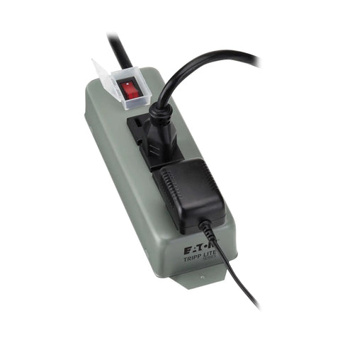 Rugged Four Outlet Heavy Duty Power Strip With Metal Housing Mountable For Wall Or Under Desk Use 6Ft Cord On Off Switch Cover