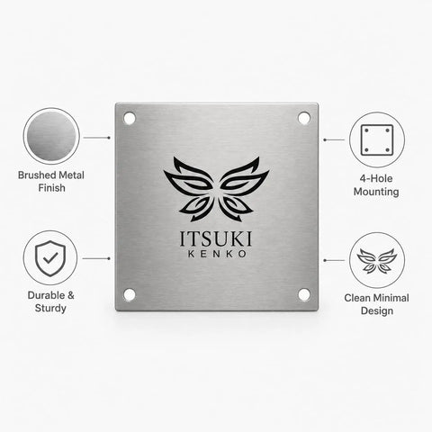 4-Hole Metal Mounting Plate For Heavy-Duty Furniture Repair And Cabinet Reinforcement Pre-Drilled Connector Plate For Panels And Wood Flat Plate With Corner Holes 3.94 X 3.94 In 1 Pack with brushed metal finish and logo