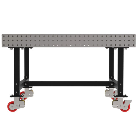 Bombproof Welding Fixture Table With Locking Casters Rock Solid 60 By 60 laser etched grid, 36 inch height, sturdy steel frame with casters.