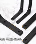 Rock Solid Metal L Floating Shelf Brackets In Matte Black feature a durable black matte finish for heavy duty corner support.