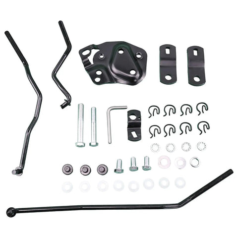 4 Speed Shifter Linkage Kit 3733163 Fits Buick Olds Chevy Impala Skylark Cutlass GTO Lemans Chevelle El Camino 1955 1968 Gearhead Approved GM Muscle Car Upgrade Today. Black steel linkage kit with rods, brackets, bolts, clips, and washers