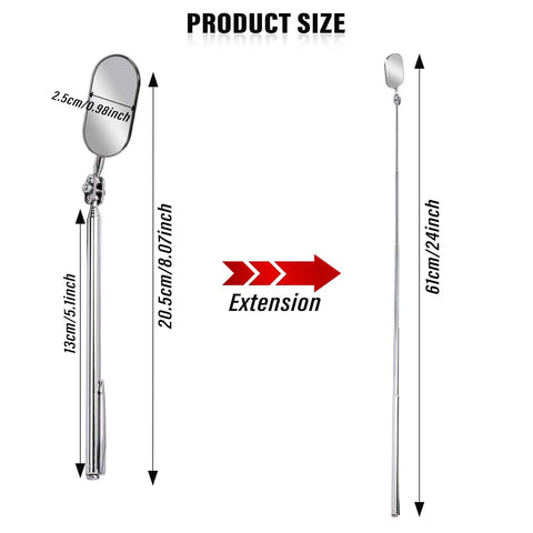 Telescoping Car Inspection Mirror With 8 To 24 Inch Reach Stainless Steel Mechanic Mirror Retractable Flexible All In One Tool