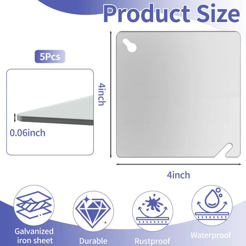 5 Pack Metal Electrical Box Cover Plates With Mounting Screws Included For 4 Inch Square And Octagonal Boxes, size details