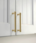 10 Pack Champagne Bronze Cabinet Handles 5.9 Inch Length Center To Center 5 Inches installed on white kitchen cabinets