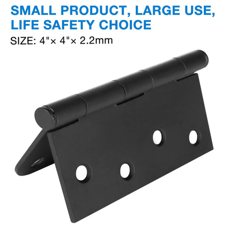 Matte Black 4 Inch Square Door Hinges With Rounded Corners Heavy Duty Interior And Exterior Cabinet Hardware close-up view.