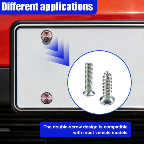 Fresh Pink Bling License Plate Screws 4 Pack showcasing pink rhinestone screws on a vehicle license plate for secure installation.