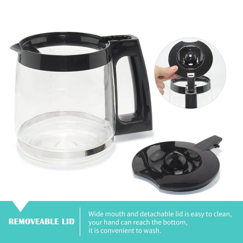 Replacement Glass Carafe For Ninja Coffee Maker 12 Cup Fits CE251 CE201 CE201C CE200 CE200C Model XGLSLID200