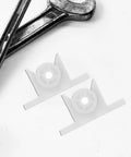10 Pack White ABS Cabinet Door Latches Ball Catch Hardware for Cupboard Doors, durable double roller catch on white background.