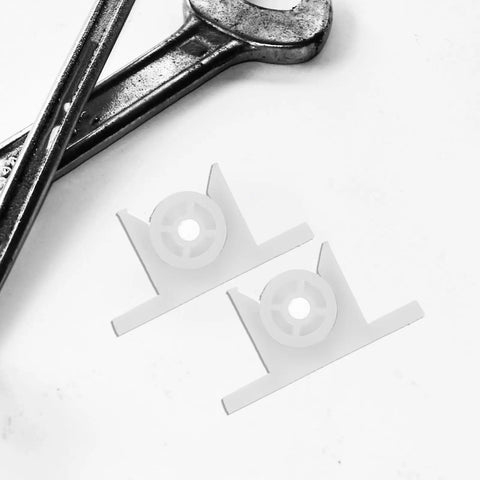 Cabinet Ball Catch Set With Robust Spring Latch For White ABS Doors, Double Roller Kit shown with metal tools