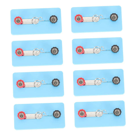 8 Piece Lamp Socket Science Experiment Kit for DIY Light Bulb Holders and Electromagnet Projects on blue base.